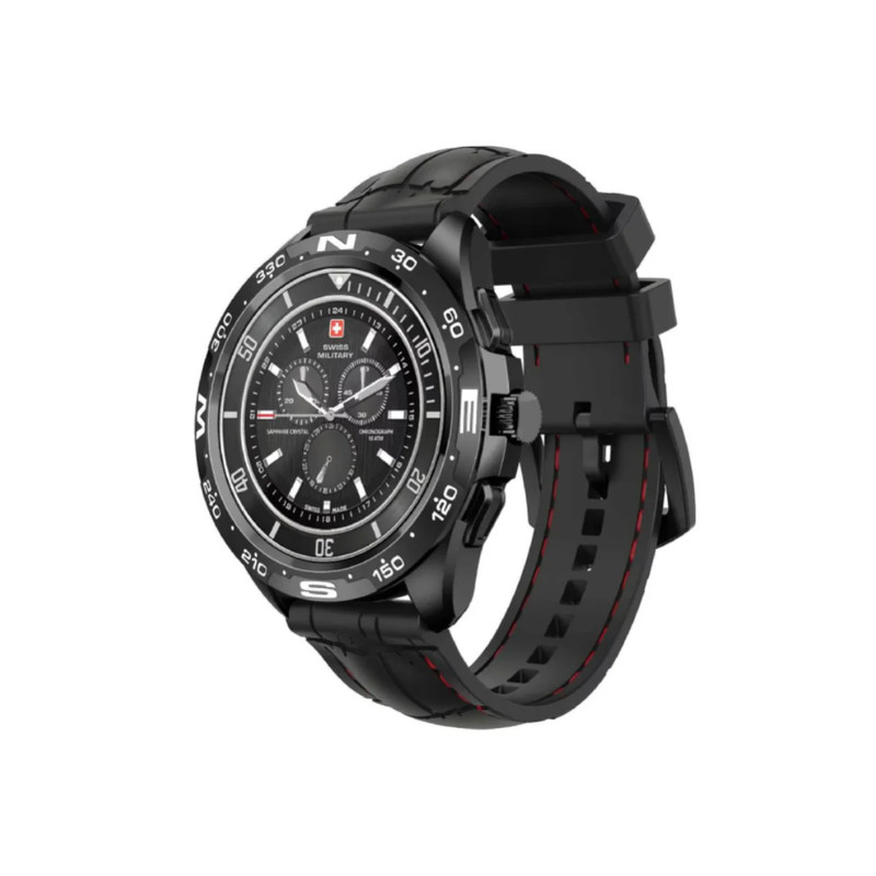 Swiss Military Dom Smart Watch Silicon Strap - Black - ساعة ذكية